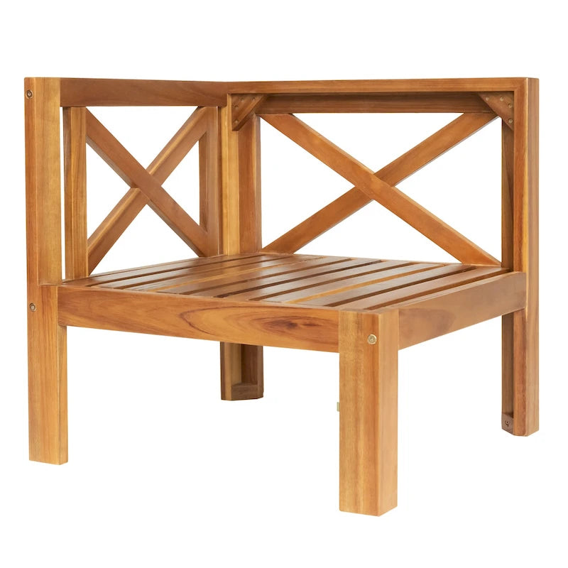 Ensemble de canapés de jardin modulables 5 pièces en bois massif avec table basse et coussins