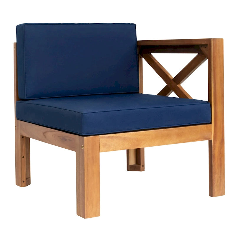 Ensemble de canapés de jardin modulables 5 pièces en bois massif avec table basse et coussins
