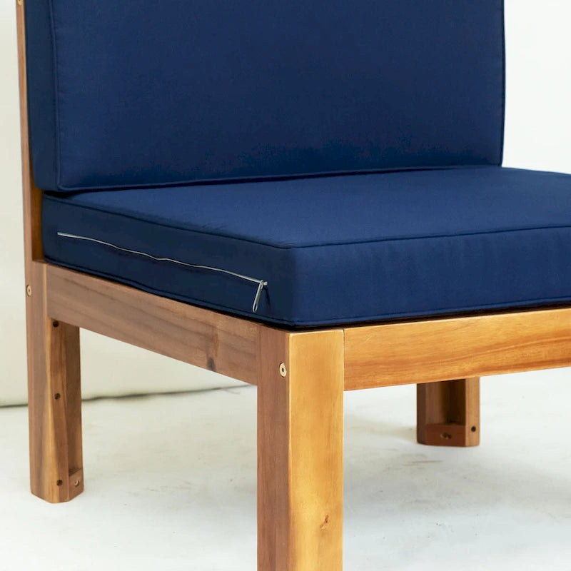 Ensemble de canapés de jardin modulables 5 pièces en bois massif avec table basse et coussins