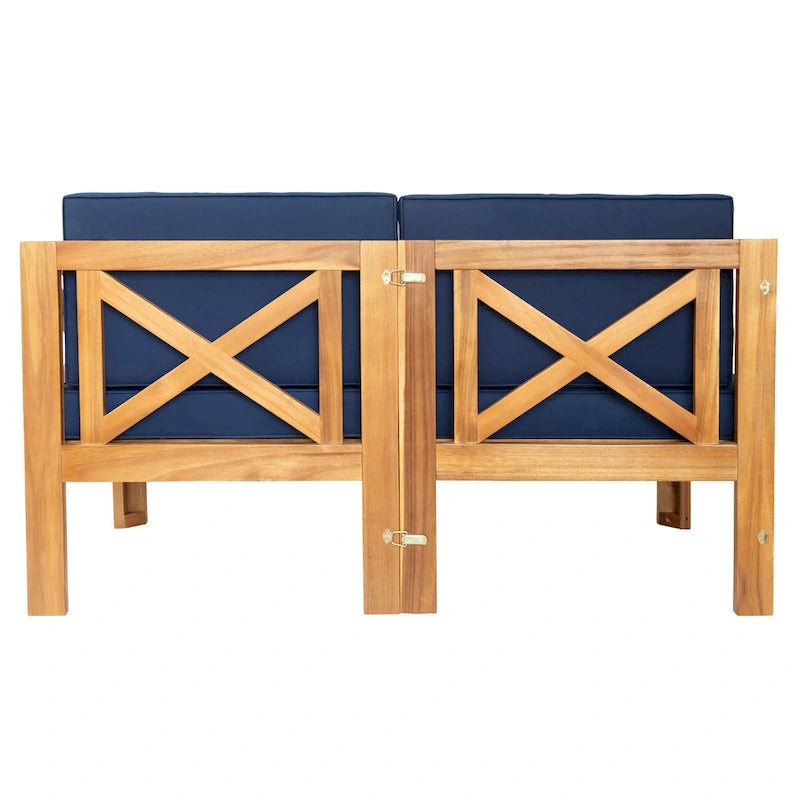 Ensemble de canapés de jardin modulables 5 pièces en bois massif avec table basse et coussins