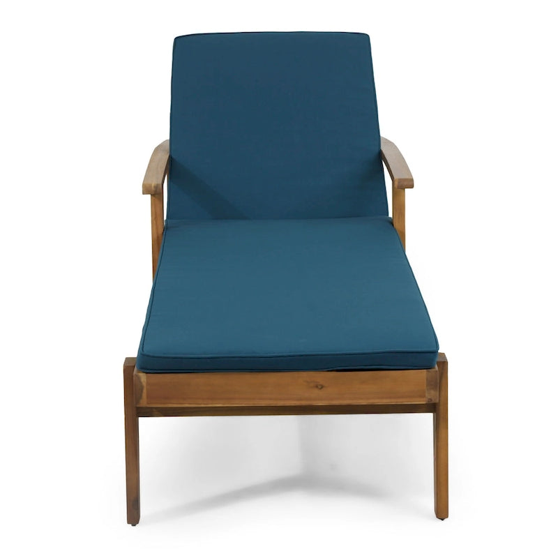 Chaise longue de jardin en bois à roulettes, transat inclinable à dossier réglable pour piscine et terrasse.