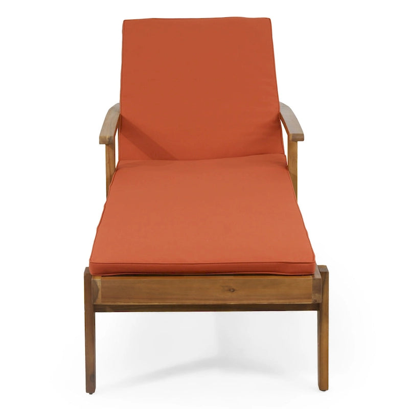 Chaise longue de jardin en bois à roulettes, transat inclinable à dossier réglable pour piscine et terrasse.