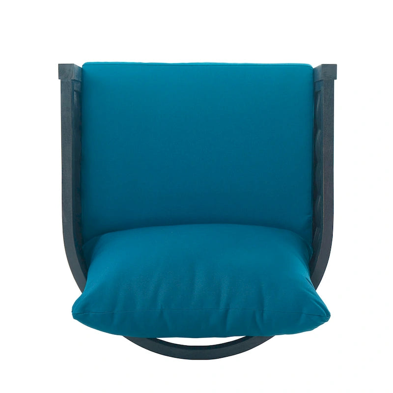 Fauteuil club d'extérieur en bois d'acacia et osier avec coussins imperméables, fauteuil individuel en rotin pour patio, club, jardin, porche