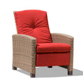 Fauteuil de jardin inclinable en osier toutes saisons avec coussin extra épais, fauteuil club simple, chaise longue de patio
