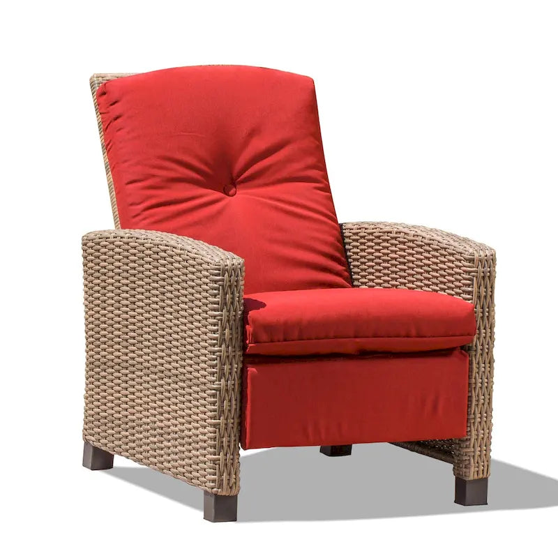 All-Weather Wicker Reclining Patio Chair with Extra Thick Cushion, Club Single Chair, Patio Lounge Chair