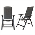 Lot de 2 Chaises Pliantes de Jardin, Fauteuils Inclinables en Aluminium avec Dossier Haut Ajustable