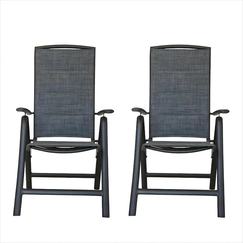 Lot de 2 Chaises Pliantes de Jardin, Fauteuils Inclinables en Aluminium avec Dossier Haut Ajustable