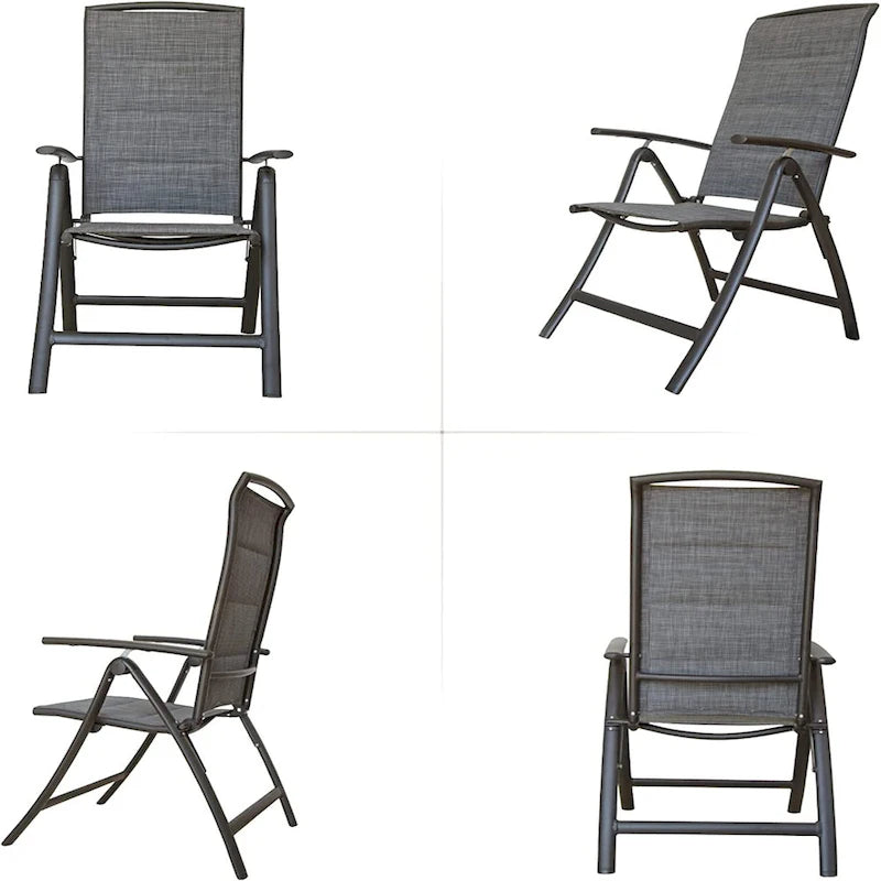 Lot de 2 Chaises Pliantes de Jardin, Fauteuils Inclinables en Aluminium avec Dossier Haut Ajustable
