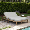 Lit de repos double en bois massif pour patio extérieur avec dossier réglable et roulettes