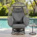 Fauteuil Œuf Pivotant en Rotin pour Patio Extérieur avec Fonction Bascule