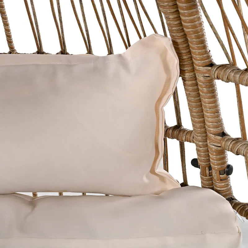 Fauteuil Œuf Pivotant en Rotin pour Patio Extérieur avec Fonction Bascule