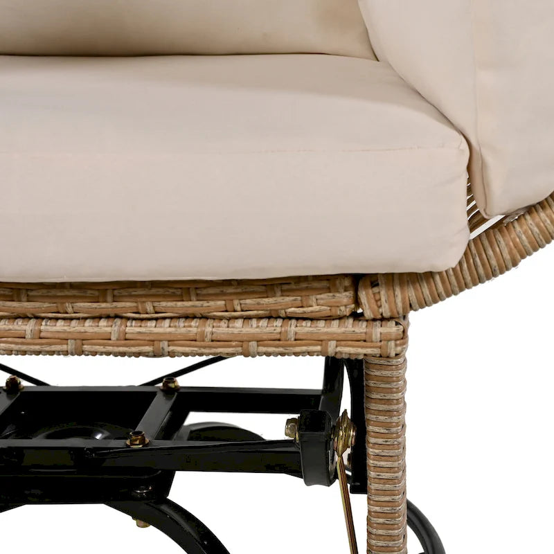 Fauteuil Œuf Pivotant en Rotin pour Patio Extérieur avec Fonction Bascule