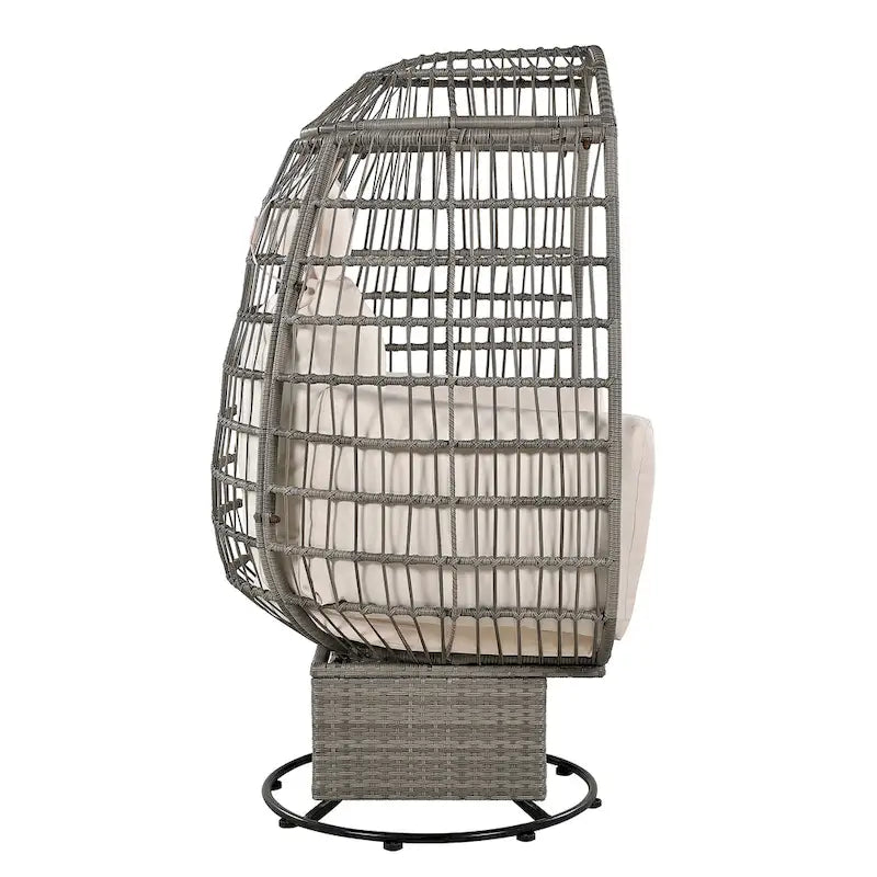 Fauteuil Œuf Pivotant en Rotin pour Patio Extérieur avec Fonction Bascule
