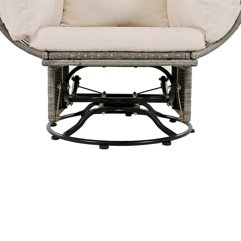 Fauteuil Œuf Pivotant en Rotin pour Patio Extérieur avec Fonction Bascule