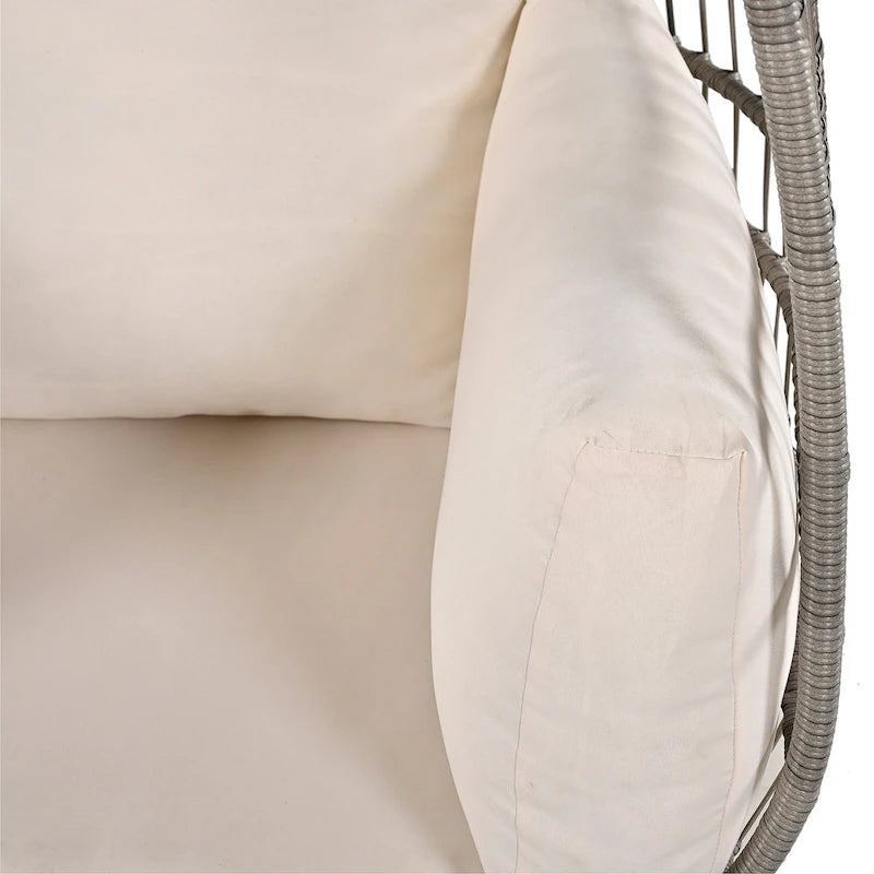 Fauteuil Œuf Pivotant en Rotin pour Patio Extérieur avec Fonction Bascule