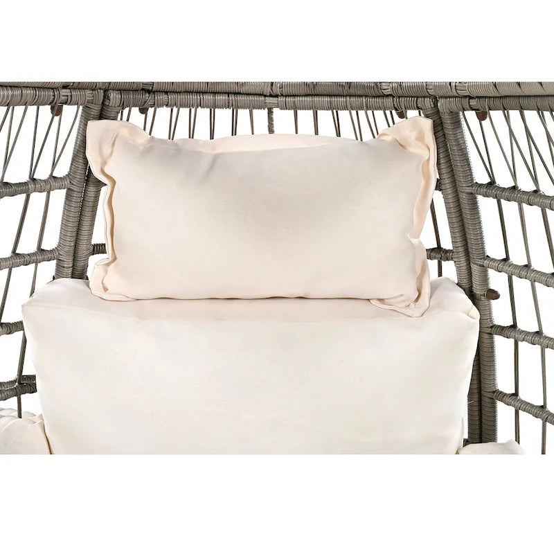 Fauteuil Œuf Pivotant en Rotin pour Patio Extérieur avec Fonction Bascule