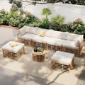 Ensemble de canapé d'angle de patio en rotin tout temps 7 pièces avec coussins épais et oreillers