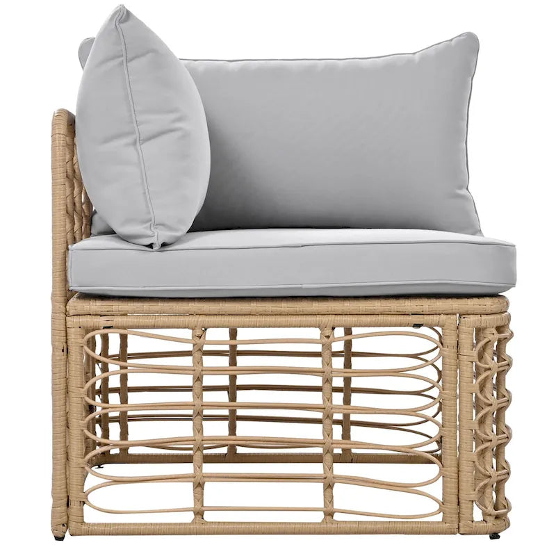 Ensemble de mobilier de jardin en rotin 7 pièces avec coussins et table basse