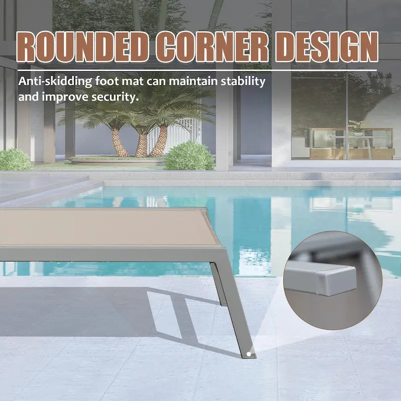 Ensemble de 3 chaises longues de patio tout temps, transats extérieurs réglables avec table d'appoint pour piscine, plage, jardin, balcon
