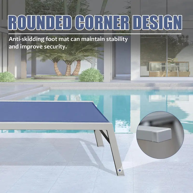 Ensemble de 3 chaises longues de patio tout temps, transats extérieurs réglables avec table d'appoint pour piscine, plage, jardin, balcon