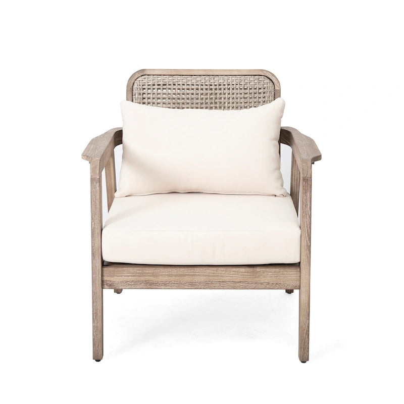 (LOT DE 2) Fauteuils de jardin en acacia, Mobilier de jardin, Coussins épais imperméables et profonds