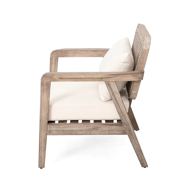(LOT DE 2) Fauteuils de jardin en acacia, Mobilier de jardin, Coussins épais imperméables et profonds