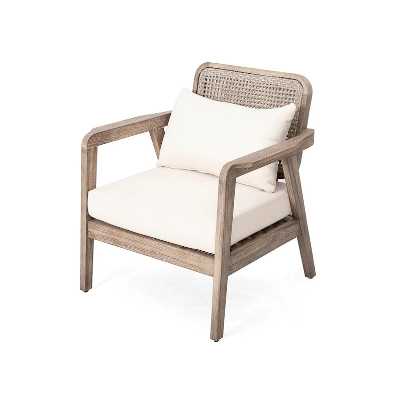 (LOT DE 2) Fauteuils de jardin en acacia, Mobilier de jardin, Coussins épais imperméables et profonds