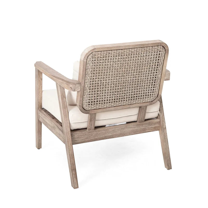 (LOT DE 2) Fauteuils de jardin en acacia, Mobilier de jardin, Coussins épais imperméables et profonds
