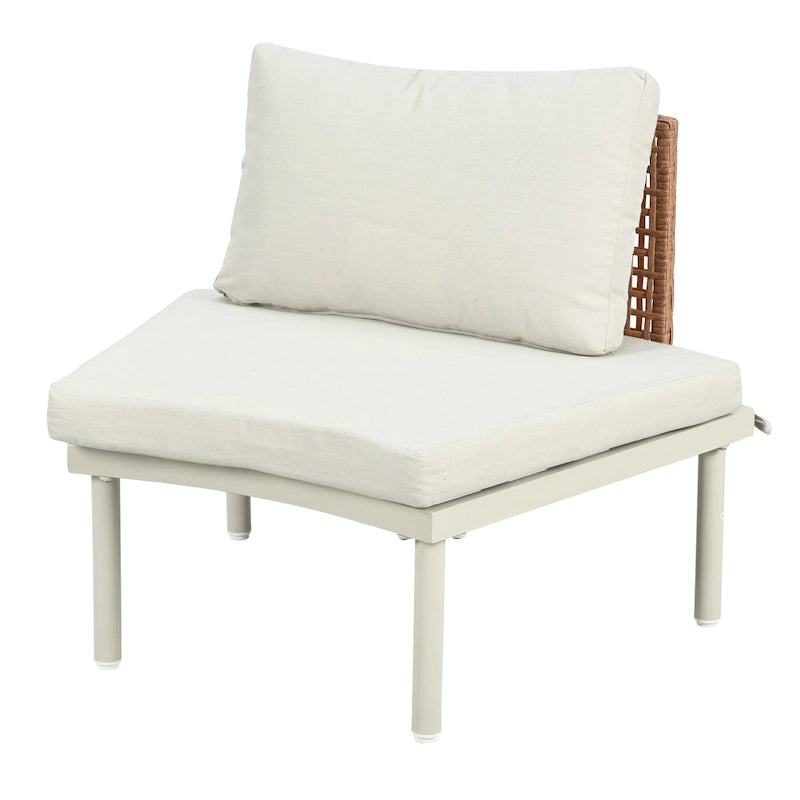 Élégant ensemble de canapé de terrasse modulaire demi-lune 8 pièces avec tables basses à niveaux