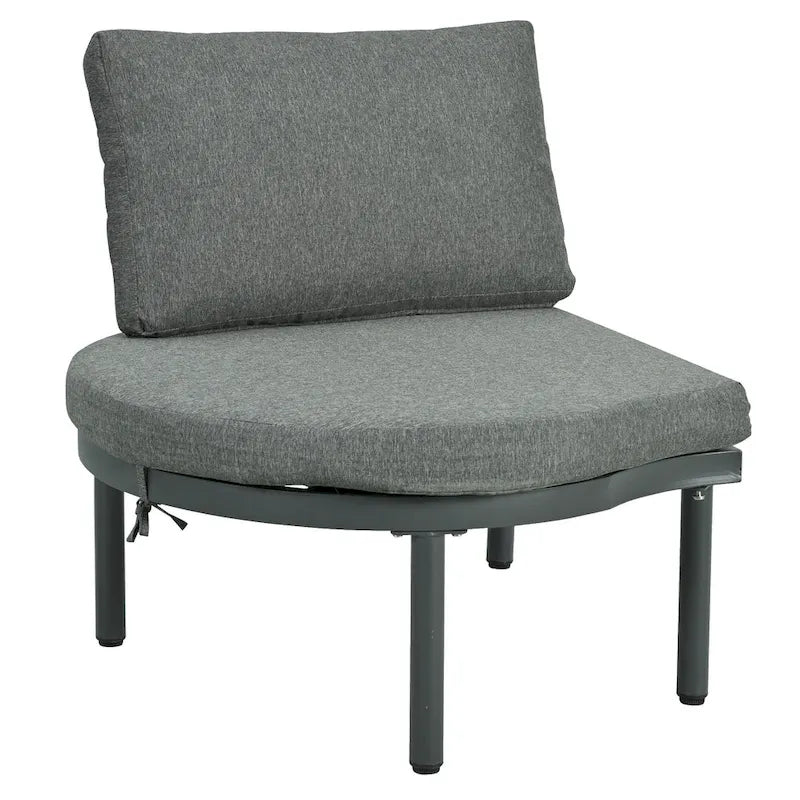 Élégant ensemble de canapé de terrasse modulaire demi-lune 8 pièces avec tables basses à niveaux