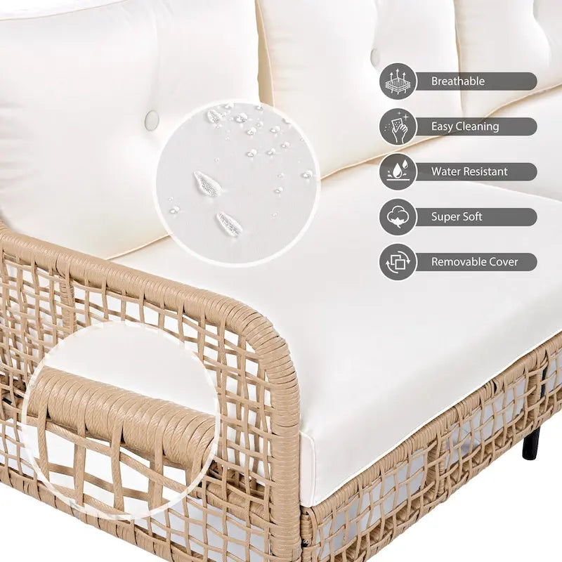 Ensemble de mobilier de jardin 4 pièces avec canapés en osier et fauteuils pivotants, 72,1" de large