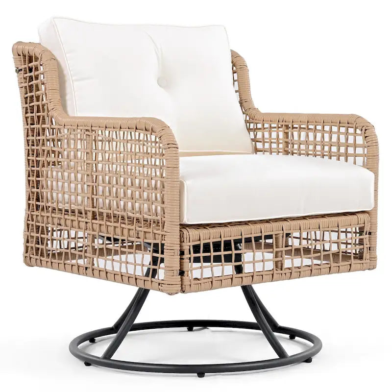 Ensemble de mobilier de jardin 4 pièces avec canapés en osier et fauteuils pivotants, 72,1" de large
