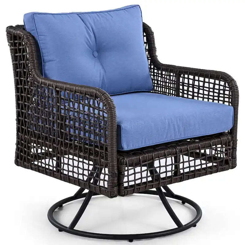 Ensemble de mobilier de jardin 4 pièces avec canapés en osier et fauteuils pivotants, 72,1" de large