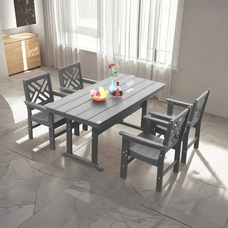 Ensemble de mobilier de jardin 5 pièces en PEHD pour 4 personnes