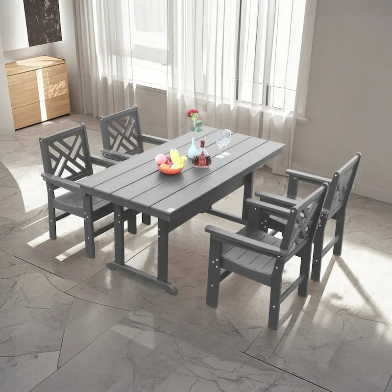 Ensemble de mobilier de jardin 5 pièces en PEHD pour 4 personnes
