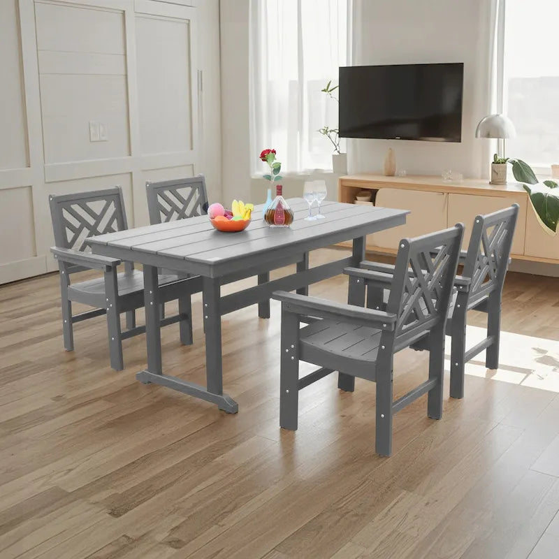 Ensemble de mobilier de jardin 5 pièces en PEHD pour 4 personnes