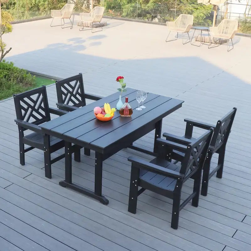 Ensemble de mobilier de jardin 5 pièces en PEHD pour 4 personnes