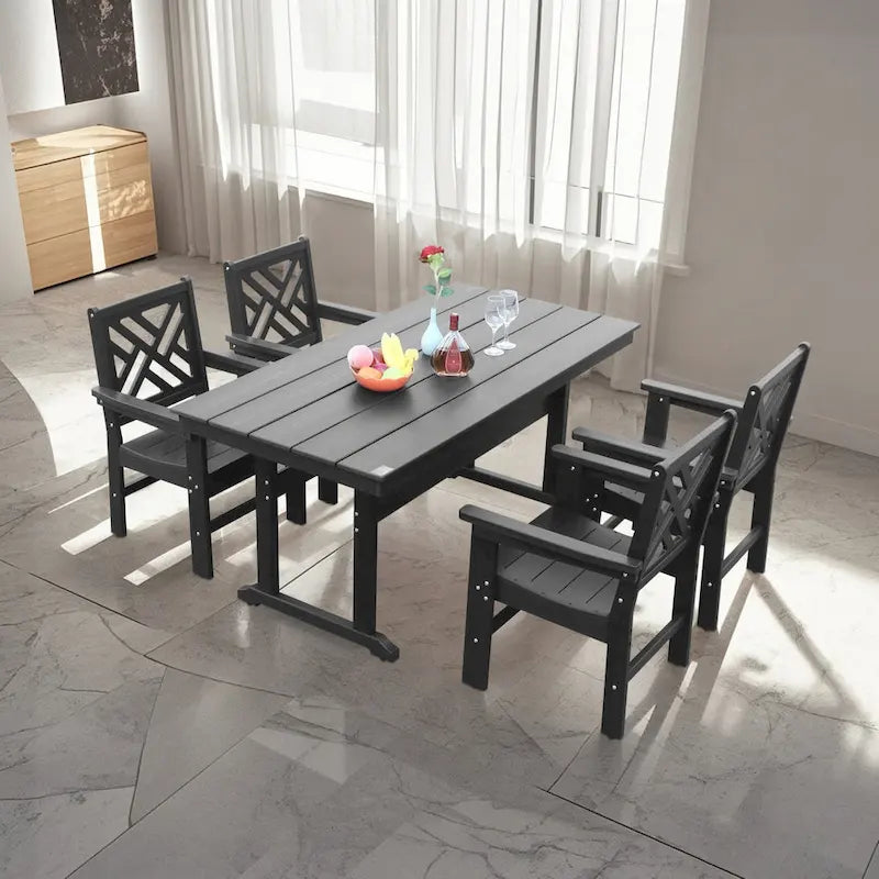 Ensemble de mobilier de jardin 5 pièces en PEHD pour 4 personnes