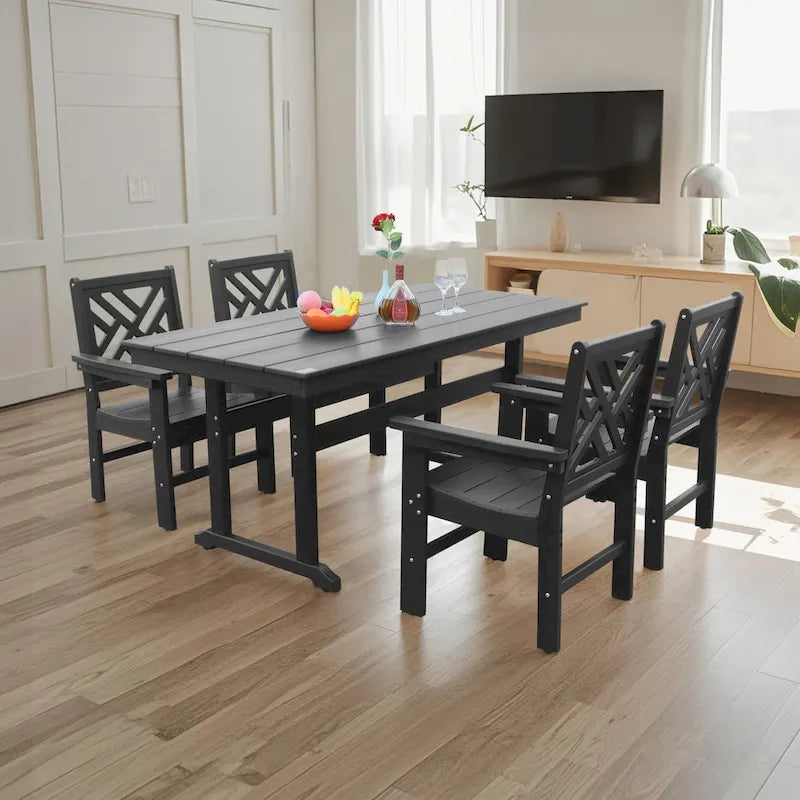 Ensemble de mobilier de jardin 5 pièces en PEHD pour 4 personnes