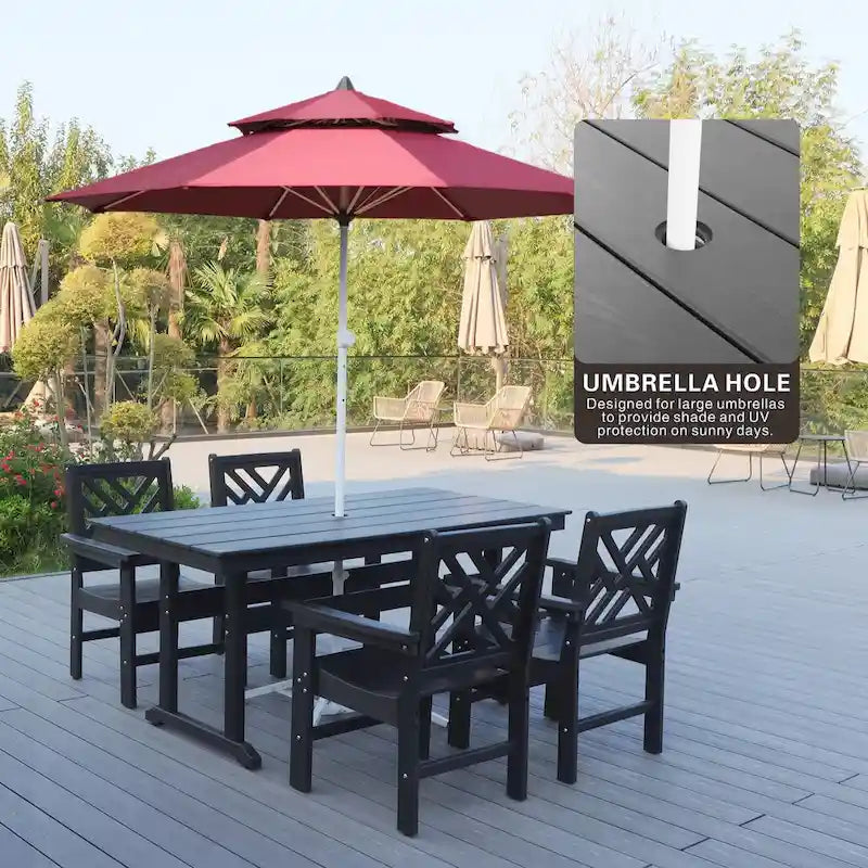 Ensemble de mobilier de jardin 5 pièces en PEHD pour 4 personnes