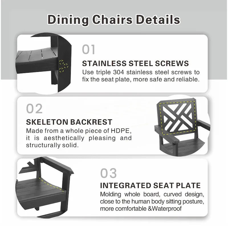 Ensemble de mobilier de jardin 5 pièces en PEHD pour 4 personnes