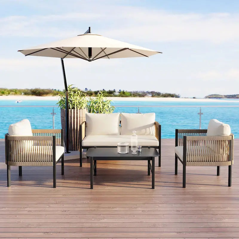 Ensemble canapé d'extérieur modulable avec table