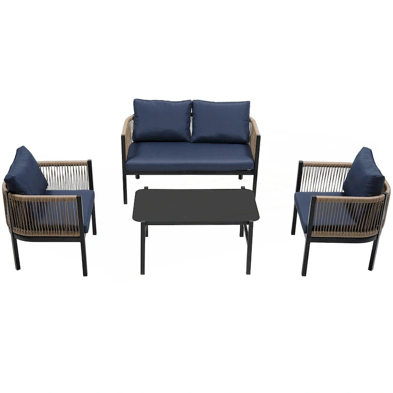 Ensemble canapé d'extérieur modulable avec table