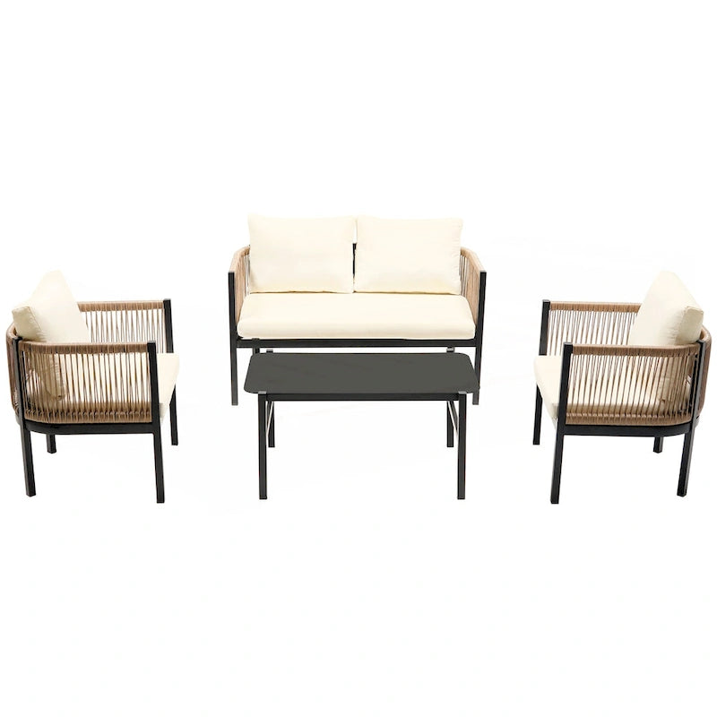 Ensemble canapé d'extérieur modulable avec table