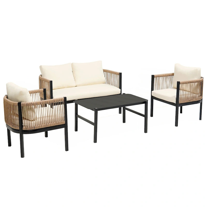 Ensemble canapé d'extérieur modulable avec table