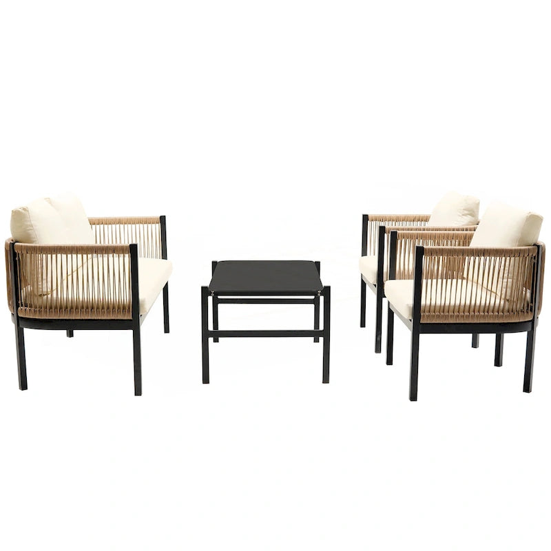 Ensemble canapé d'extérieur modulable avec table