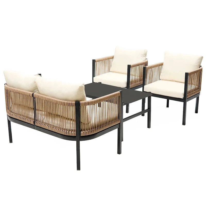 Ensemble canapé d'extérieur modulable avec table