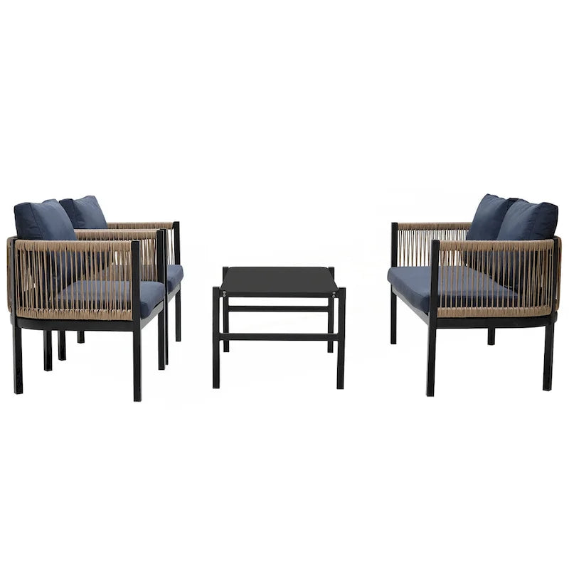 Ensemble canapé d'extérieur modulable avec table