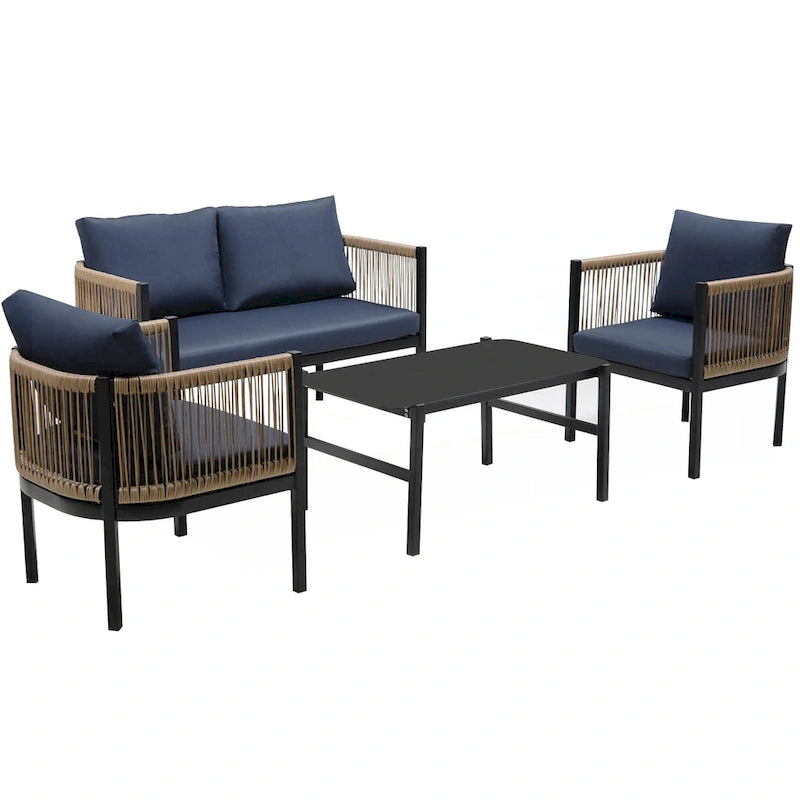 Ensemble canapé d'extérieur modulable avec table