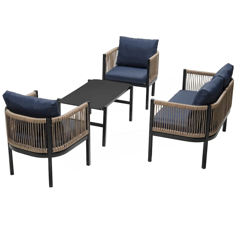 Ensemble canapé d'extérieur modulable avec table
